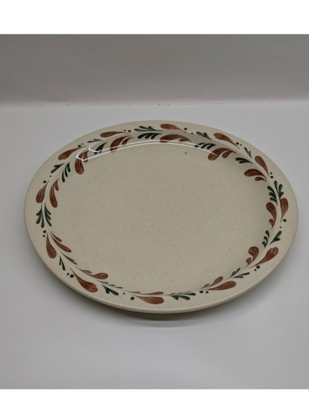 Syracuse China Oval Serving Plate 12" Speckled Beige Floral Pattern